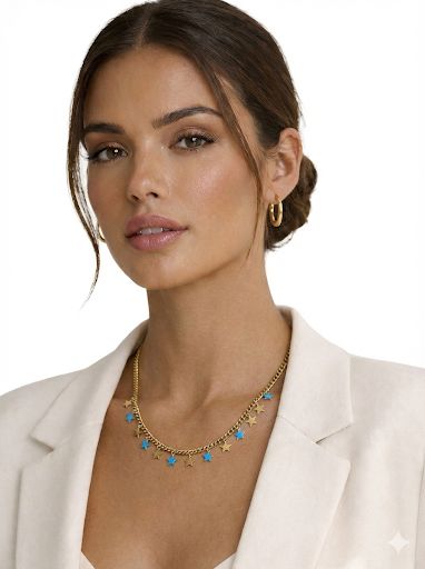 Star Charm Necklace with Turquoise Necklace