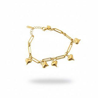 Link Bracelet with Puffed Heart Charms