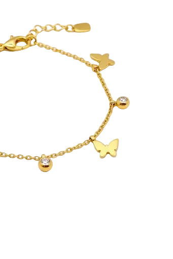 Dainty Gold Butterfly & Crystal Link Bracelet
