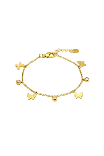 Dainty Gold Butterfly & Crystal Link Bracelet