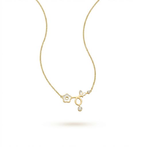 Crystal Flower Charm Necklace