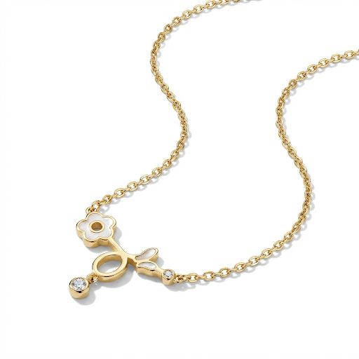 Crystal Flower Charm Necklace