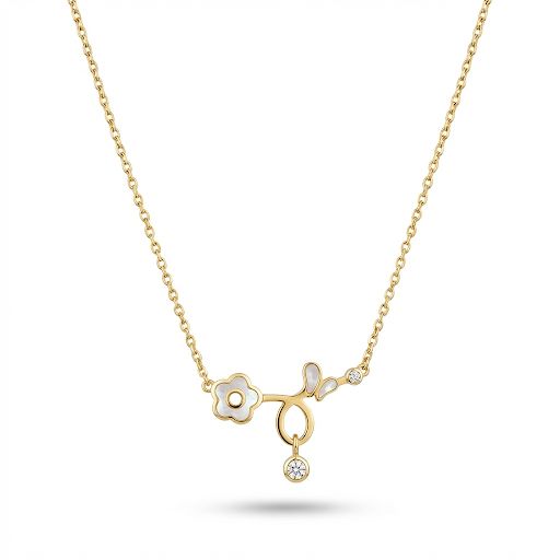 Crystal Flower Charm Necklace