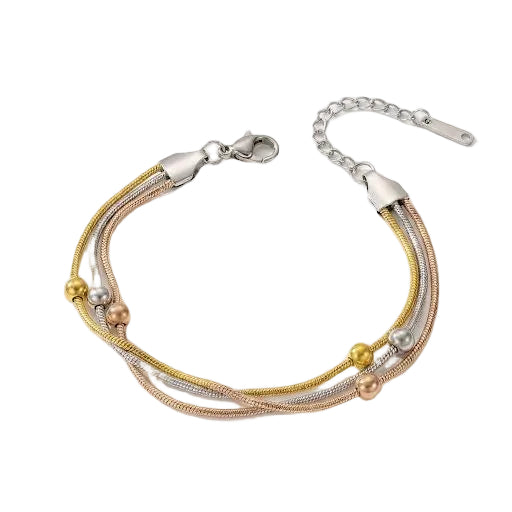 Triple Colours Dots In Chain Bracelet