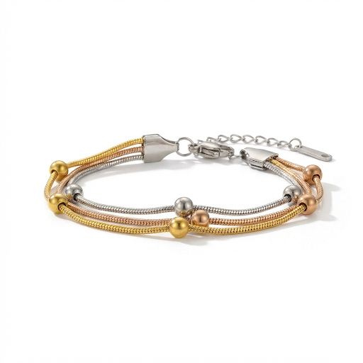 Triple Colours Dots In Chain Bracelet