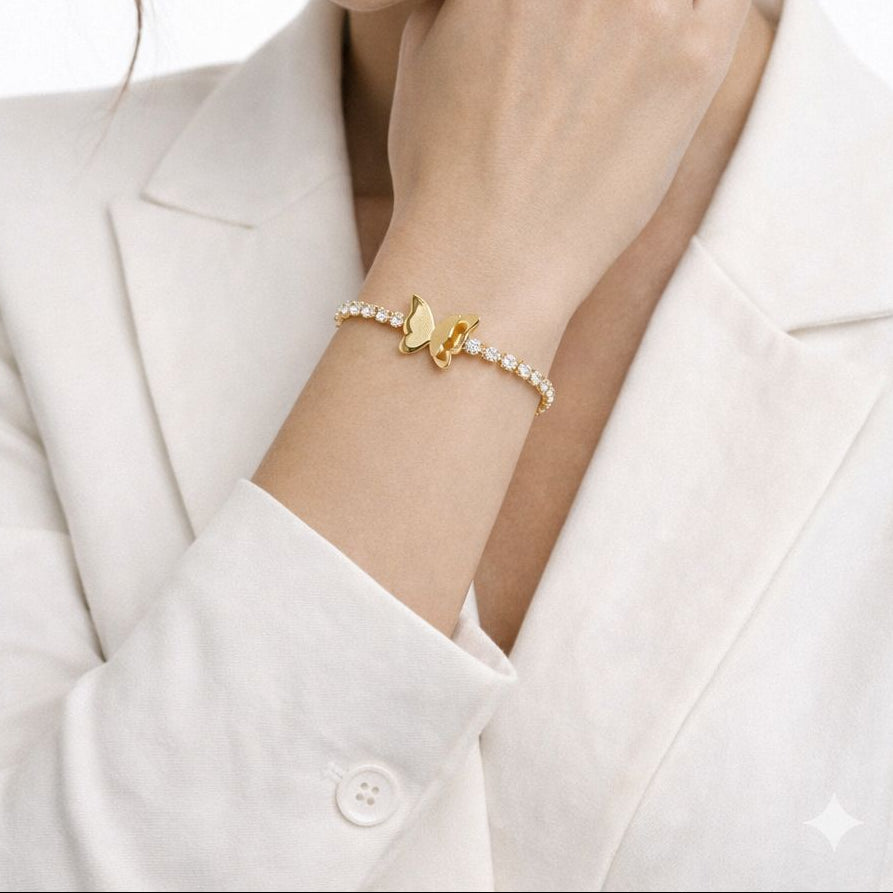 Gold Butterfly Tennis Bracelet