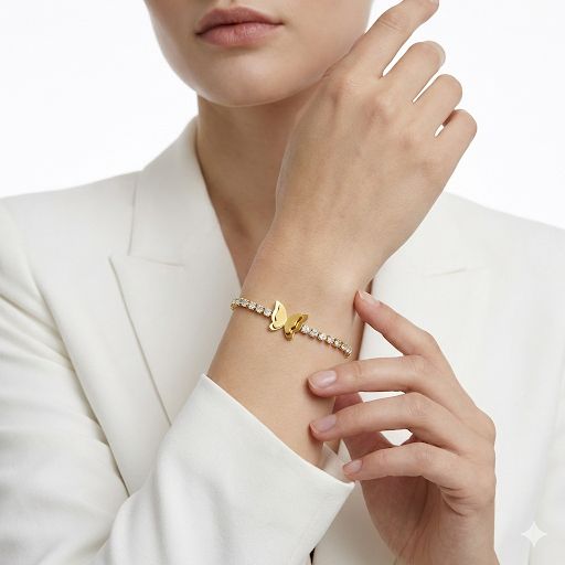 Gold Butterfly Tennis Bracelet