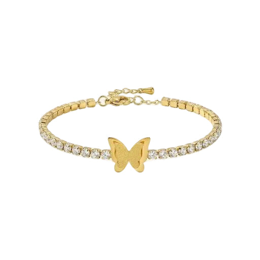 Gold Butterfly Tennis Bracelet