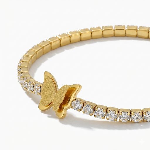 Gold Butterfly Tennis Bracelet
