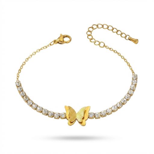 Gold Butterfly Tennis Bracelet