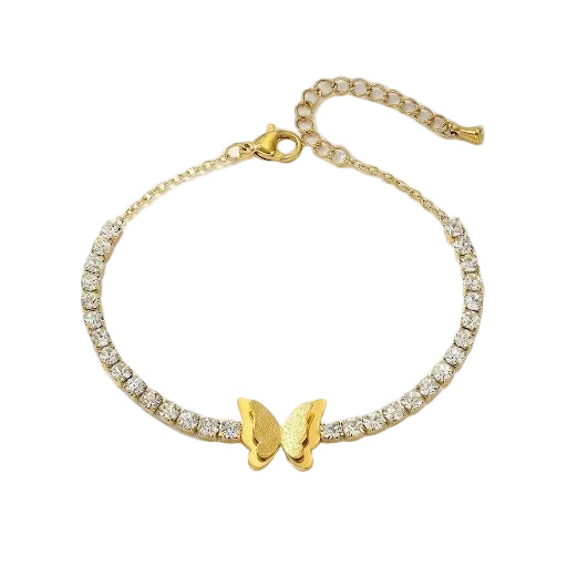 Gold Butterfly Tennis Bracelet