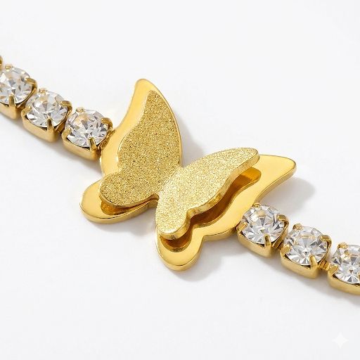 Gold Butterfly Tennis Bracelet