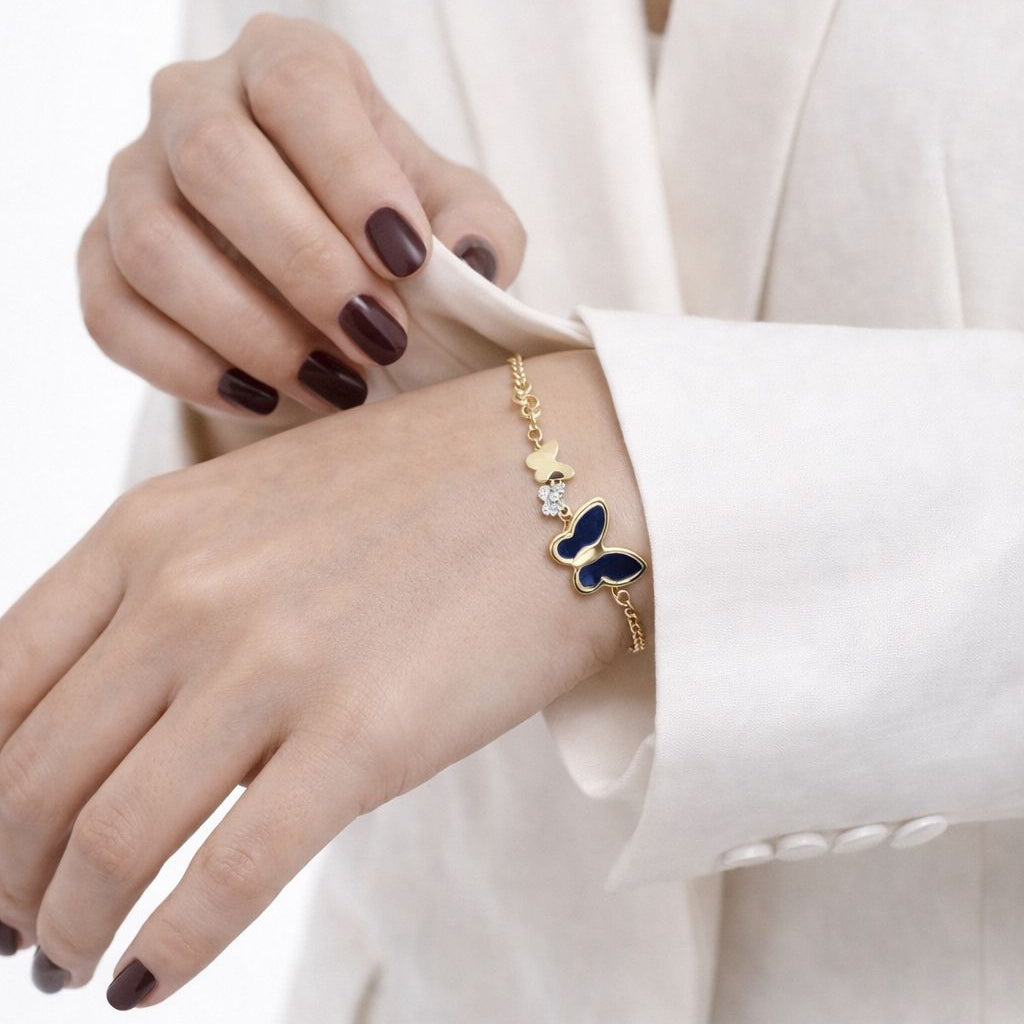 Triple Butterfly Enamel Bracelet