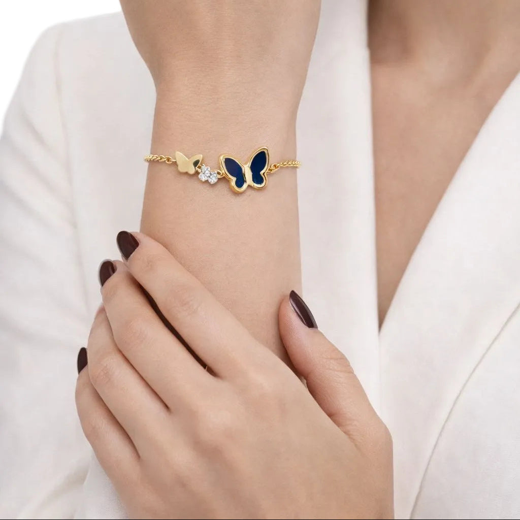 Triple Butterfly Enamel Bracelet
