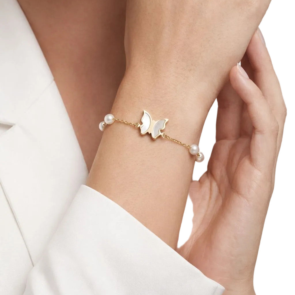 Playful Butterfly Pearl Bracelet
