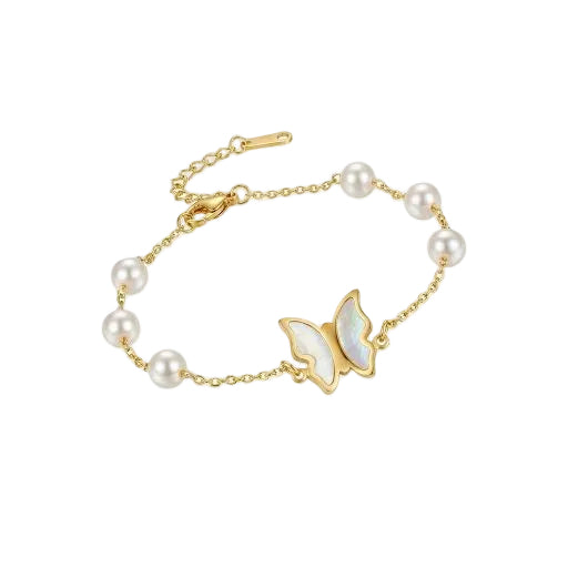 Playful Butterfly Pearl Bracelet