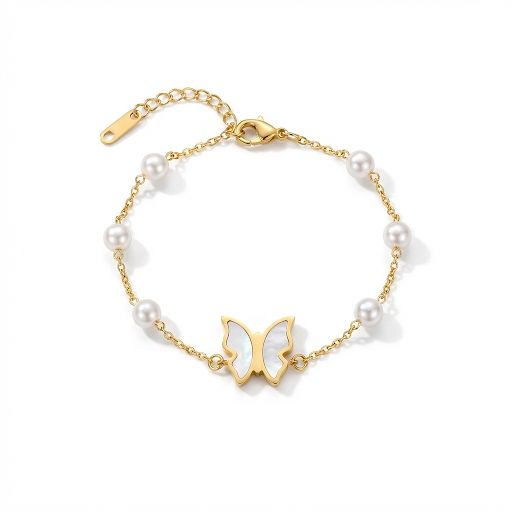 Playful Butterfly Pearl Bracelet