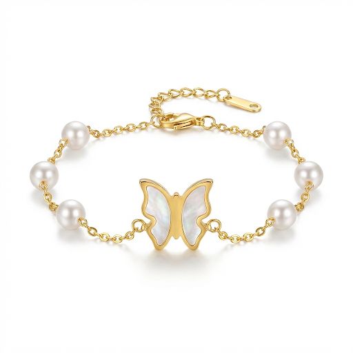 Playful Butterfly Pearl Bracelet