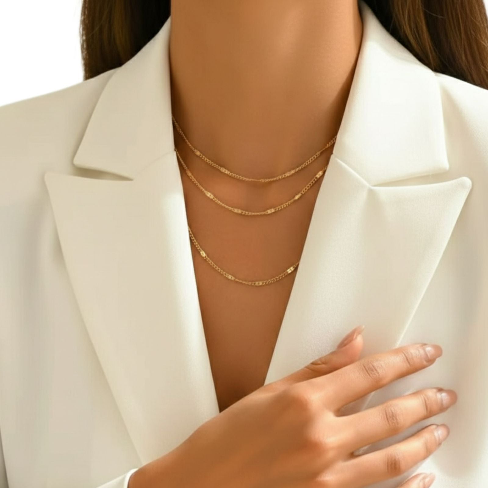 Triple Textured Layered Necklace