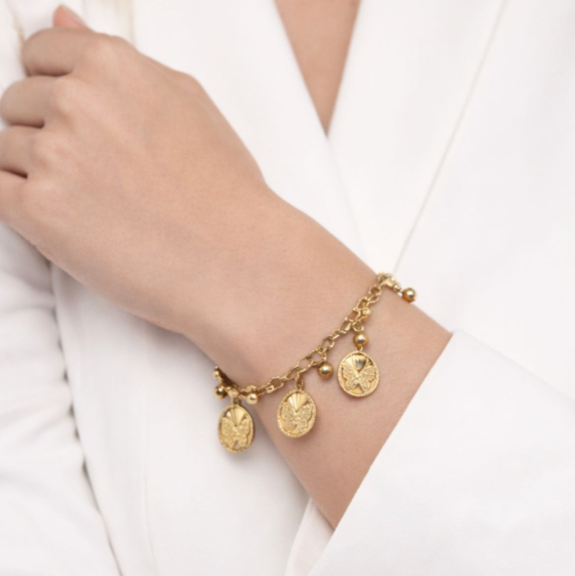 Three Teardrop Butterfly Bracelet