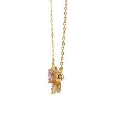 Pink Heart Bow Necklace