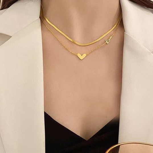 Snake & Chain with Heart Pendant Necklace