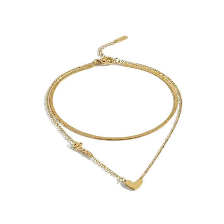 Snake & Chain with Heart Pendant Necklace