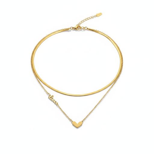 Snake & Chain with Heart Pendant Necklace