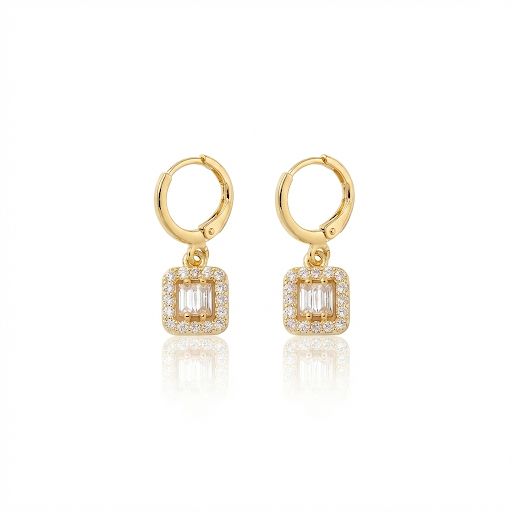 Baguette Halo Earrings
