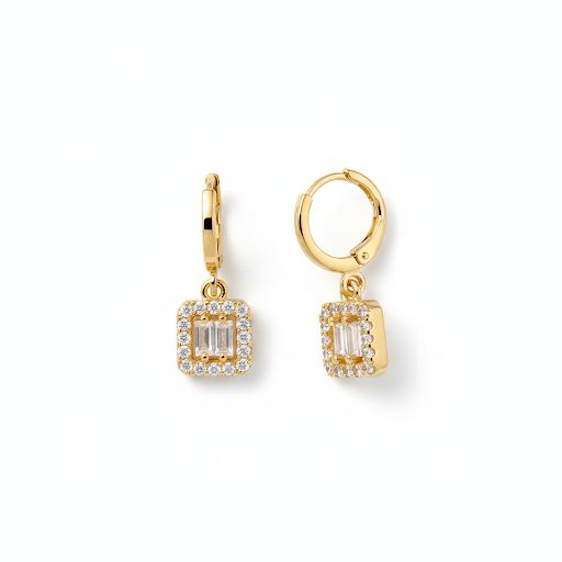 Baguette Halo Earrings