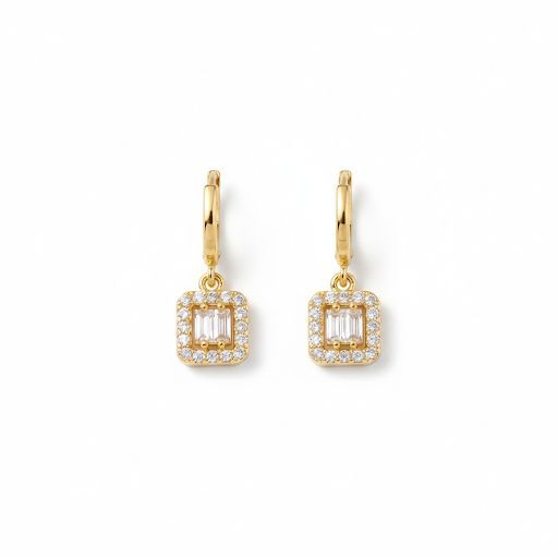 Baguette Halo Earrings