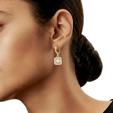 Baguette Halo Earrings