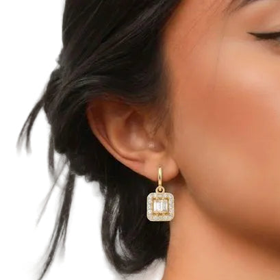Baguette Halo Earrings