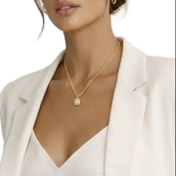 Baguette Halo Necklace