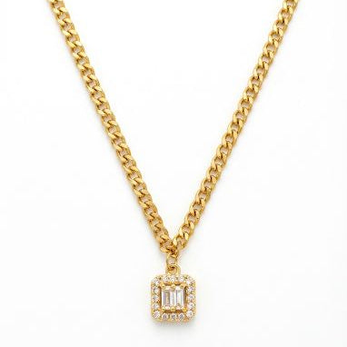 Baguette Halo Necklace