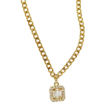 Baguette Halo Necklace