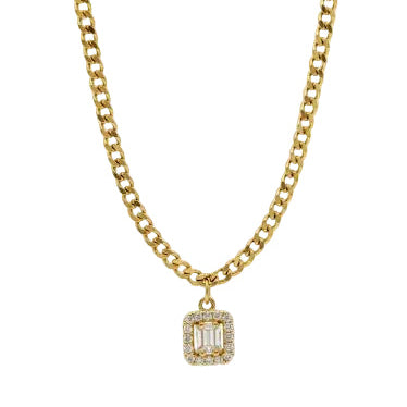 Baguette Halo Necklace