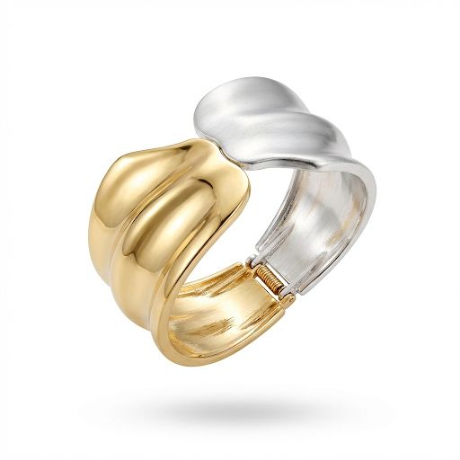 Gold and Silver Wave Bangle