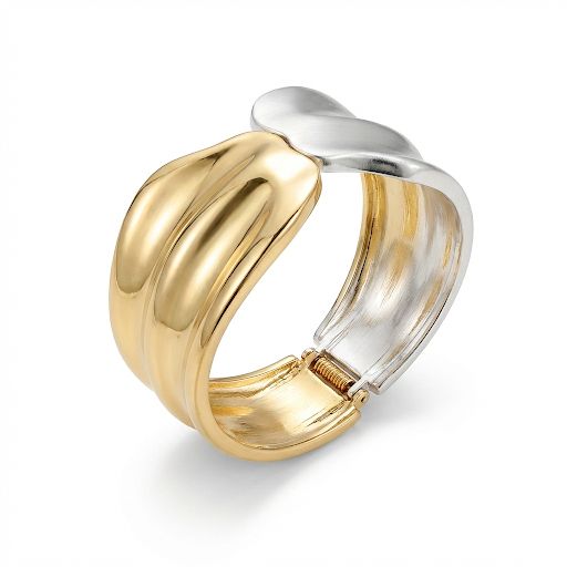 Gold and Silver Wave Bangle