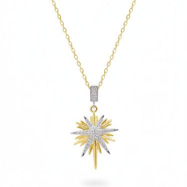 Starburst Gold x Silver Pendant Necklace