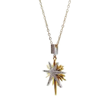 Starburst Gold x Silver Pendant Necklace