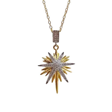 Starburst Gold x Silver Pendant Necklace