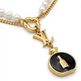 Black L-V Pearls Necklace