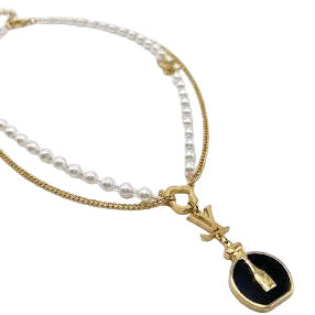 Black L-V Pearls Necklace