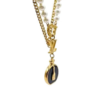 Black L-V Pearls Necklace