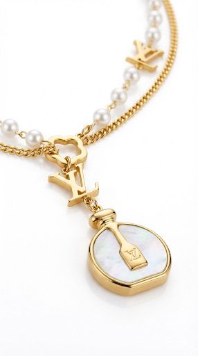 White L-V Pearls Necklace