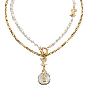 White L-V Pearls Necklace