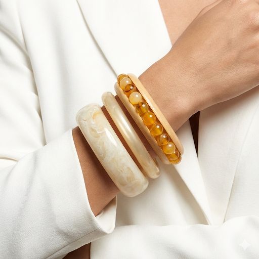 Beige Chunky Bangles Set