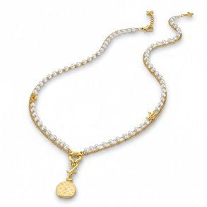 Gold L-V Pearls Necklace
