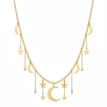 Golden Moon Star Necklace